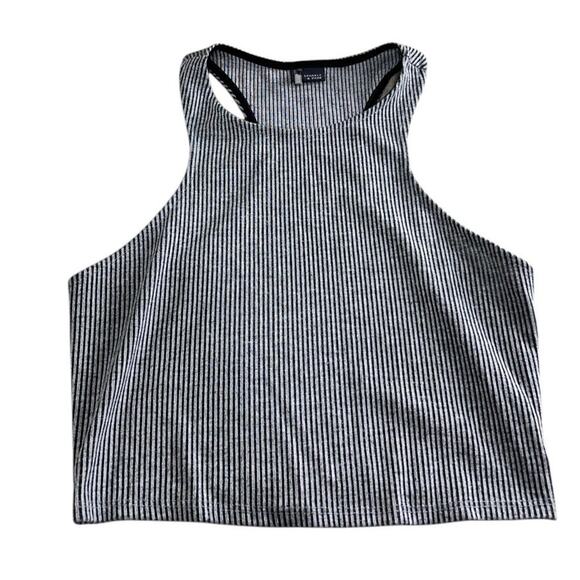 Urban Outfitters Sparkle & Fade Gray Ribbed Crop Tank Top Sz M Racer-Back Blouse - Picture 4 of 7